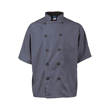 Kng 3XL Men's Active Slate Short Sleeve Chef Coat 2124SLBK3XL